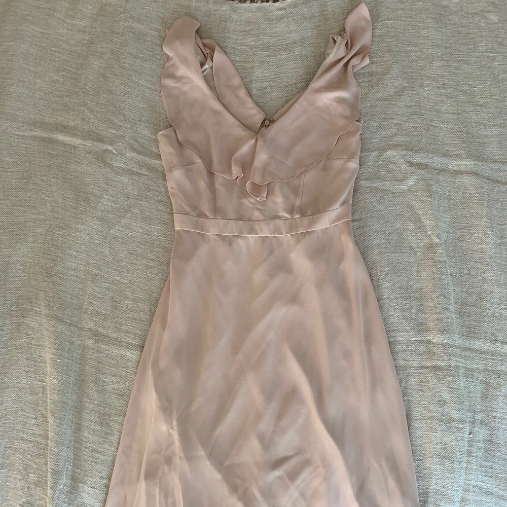 Paper Crown Print Crepe Ruffle V-Neck Gown